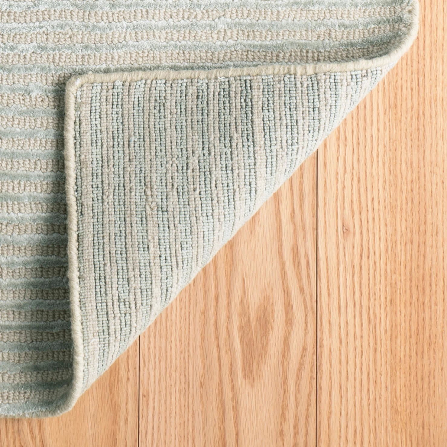 Hand Knotted Viscose Wool Blend Area Rug with Stripe Design in Ocean Blue - Perfect for Living Room, Bedroom or Office Decor