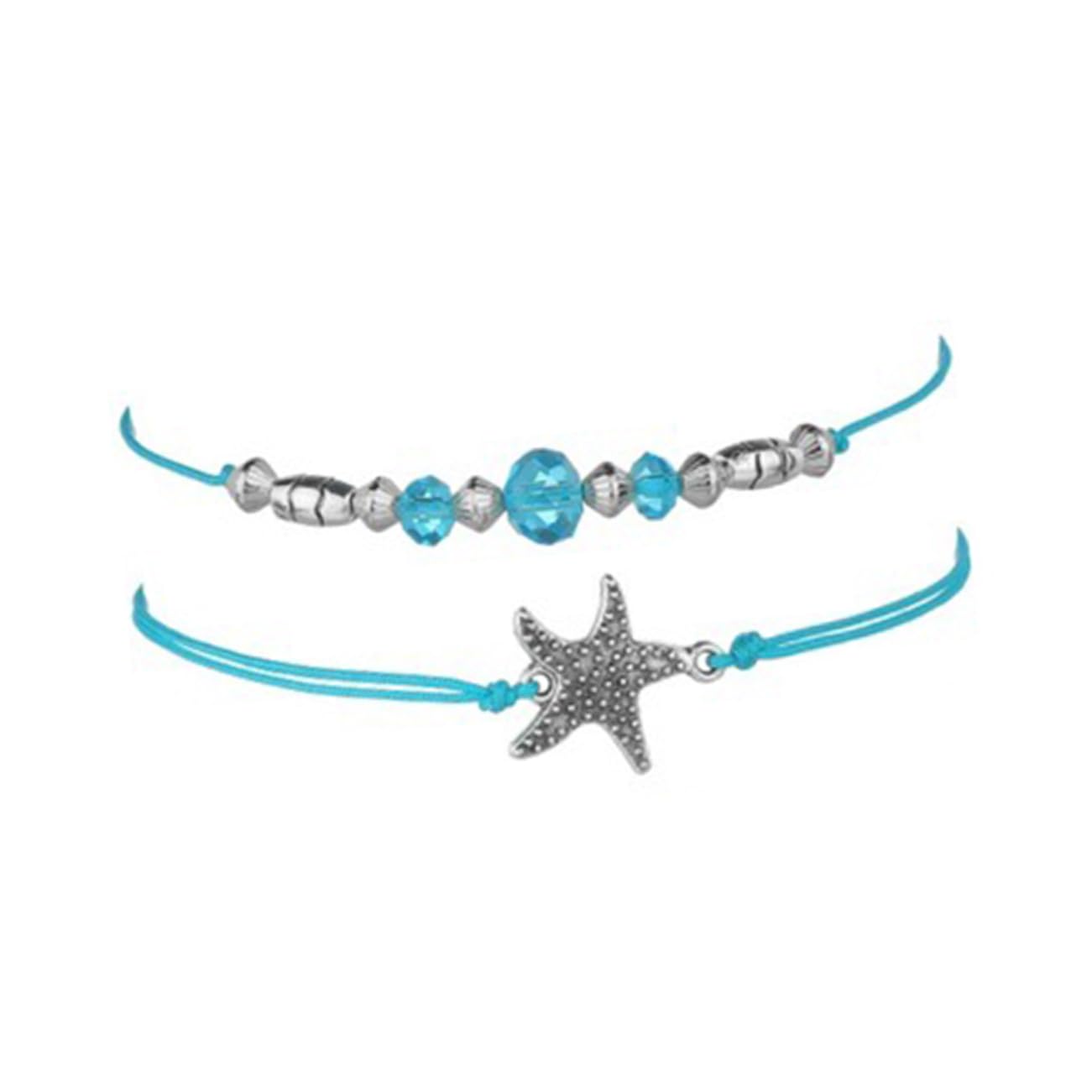Boho Anklet Set for Women - Blue Sea Star Shell Beaded Ankle Chain Jewelry, Foot Hanging Accessories | Perfect for Beach Vacations, Summer Outfits & Boho Fashion