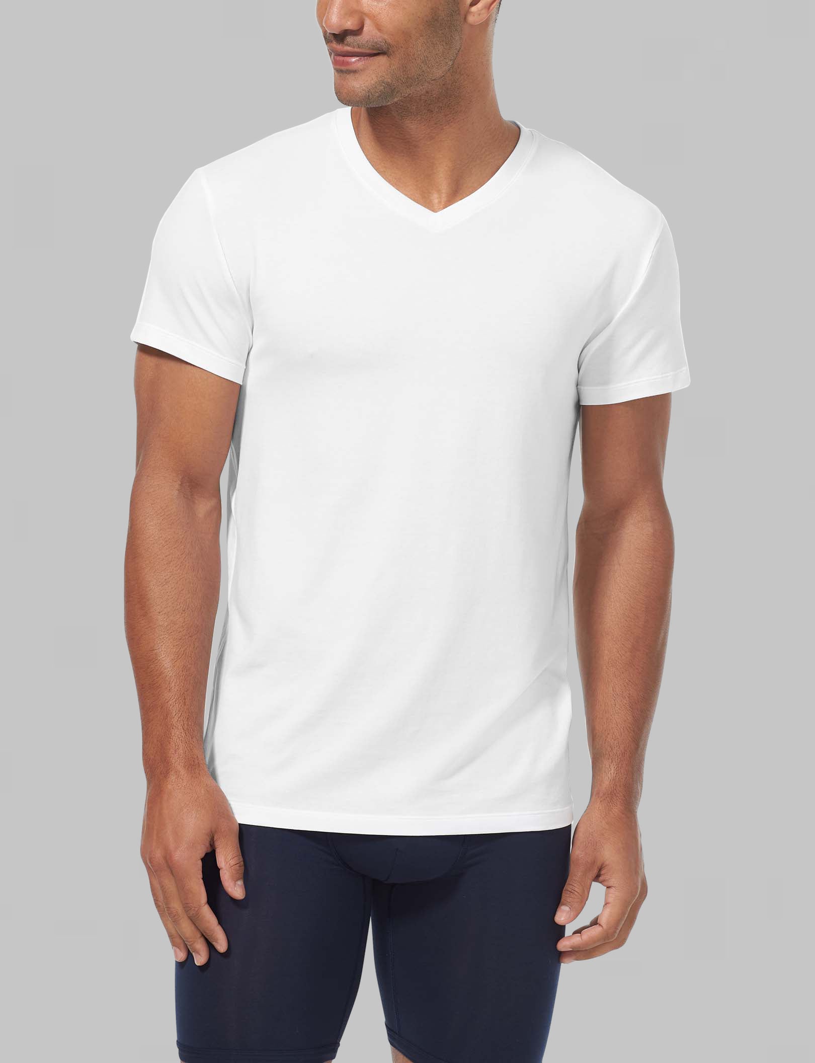 Second Skin High V Neck Modern Fit Undershirt (3 Pack) - Ultra Soft Breathable Undershirts for Men, Seamless Layering Tees for Work & Casual Wear