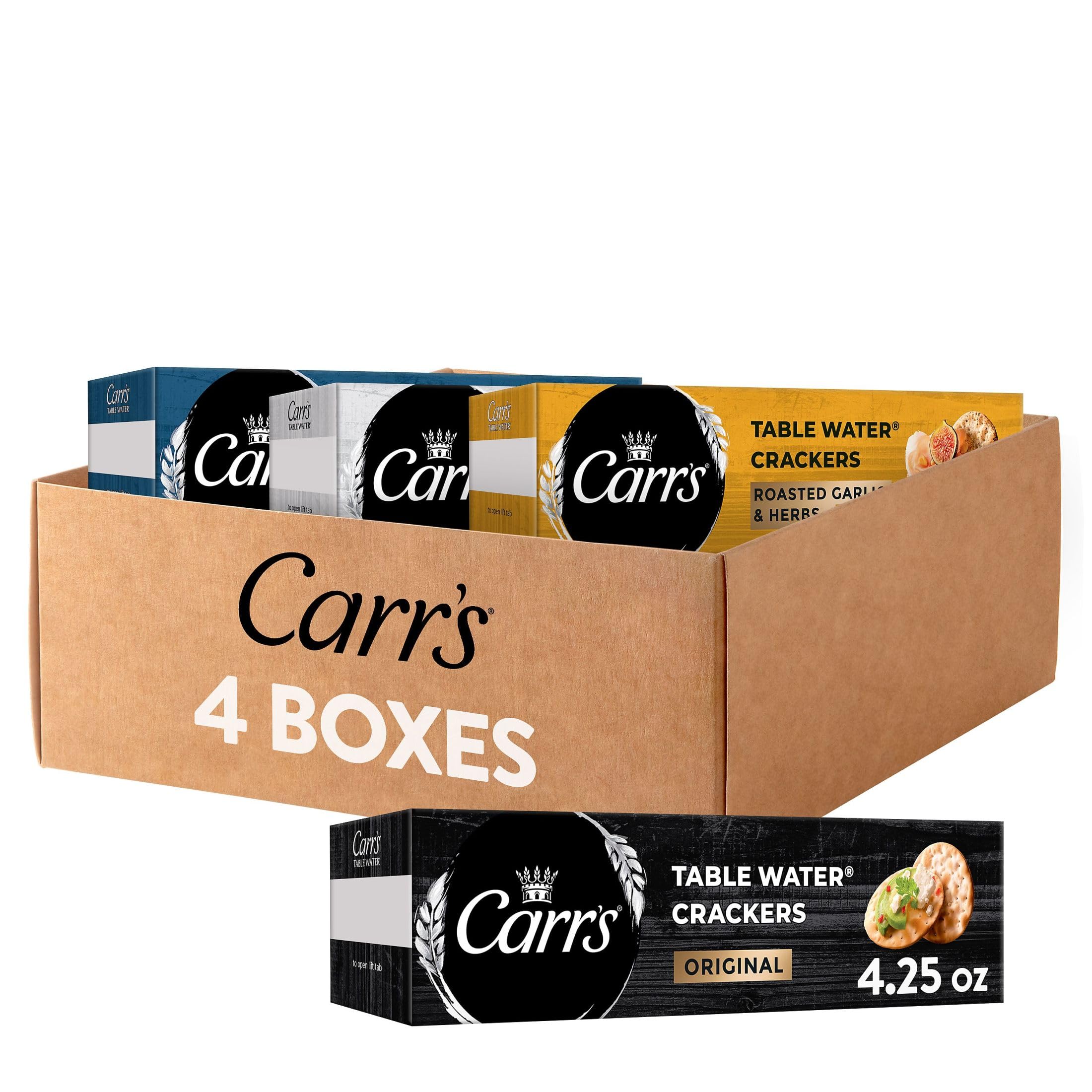 Carr's Table Water Crackers - Baked Snack Crackers Variety Pack (4 Flavors, 4 Boxes) | Party Snacks, Cheese Pairing, Wine Tasting & Charcuterie Board Essential