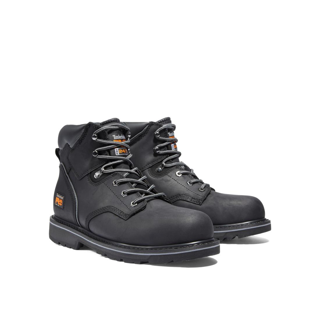 Pit Boss 6 Inch Steel Toe Work Boots for Men - Black Safety Shoes with Slip Resistant & Electrical Hazard Protection - Ideal for Construction, Warehouse & Outdoor Work