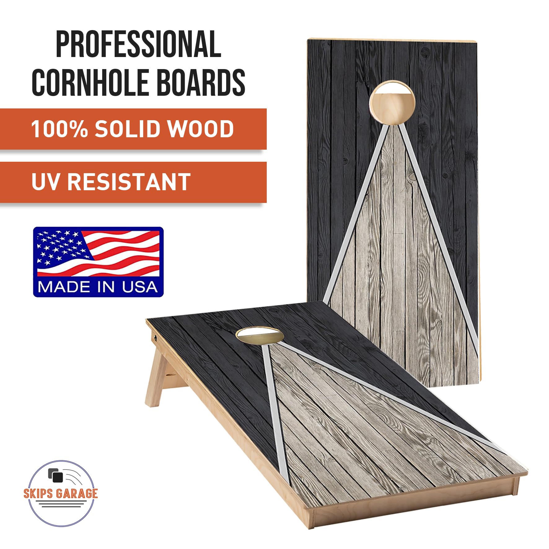 Skip's Garage Milwaukee Themed Cornhole Set - Premium Solid Wood Custom Cornhole Boards - Made in USA - Choose Size & Accessories - Perfect for Tailgating, Backyard BBQs & Game Nights