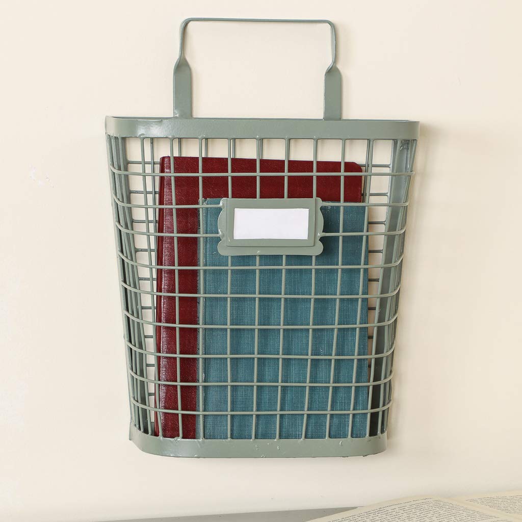 Dibor Wall Mounted Magazine Rack - Green Hanging Storage Basket for Books, Newspapers & Organizing - Perfect for Living Room, Bedroom or Office (Y483)