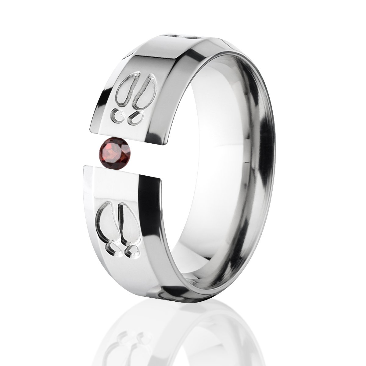 Stunning Garnet Ring - Titanium Tension Set Jewelry for Women | Elegant Garnet Wedding Band, Anniversary Gift | Perfect for Engagement, Valentine's Day & Special Occasions