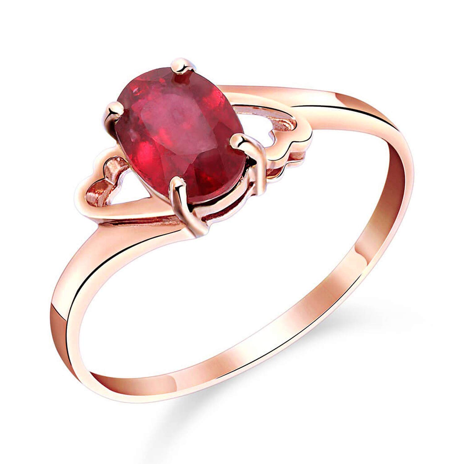 14K Solid Rose Gold Ring with 1.15ct Oval Ruby - Galaxy Gold GG Elegant Jewelry for Women - Perfect for Anniversaries, Engagements & Special Occasions