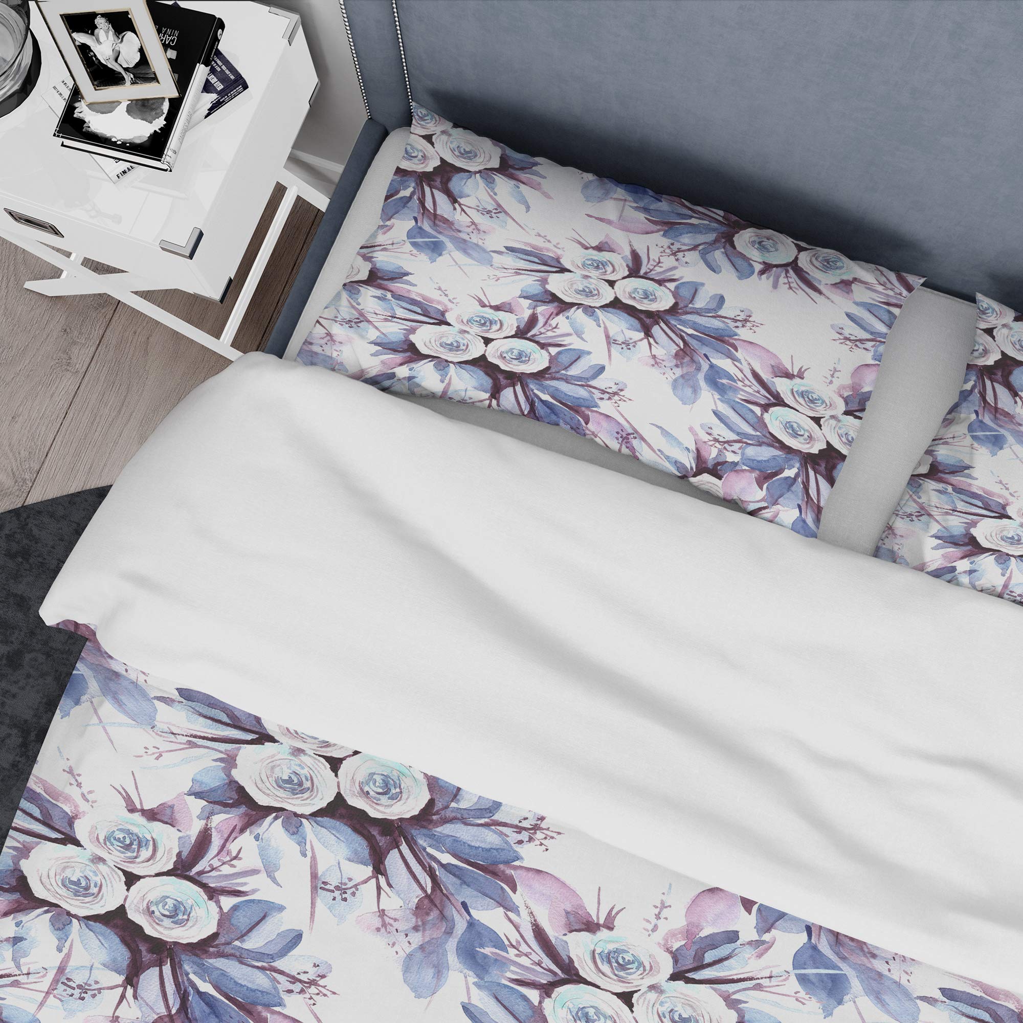 Floral Duvet Cover Set King - Nautical Coastal Bedding for All Seasons