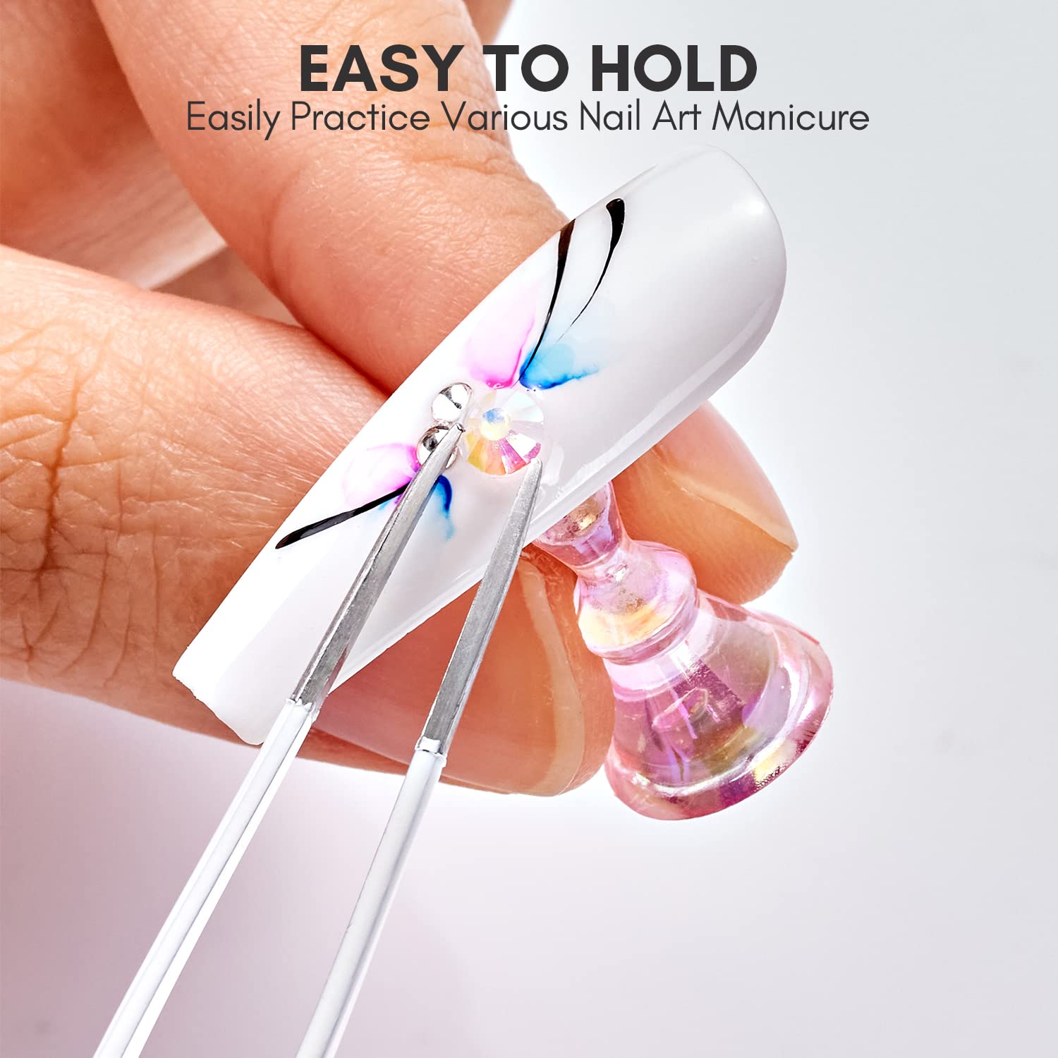 Makartt Black & White Soak Off Gel Nail Polish Kit with Nail Stand - Professional Nail Practice Set for DIY Manicures, Salon Training, and Home Nail Art