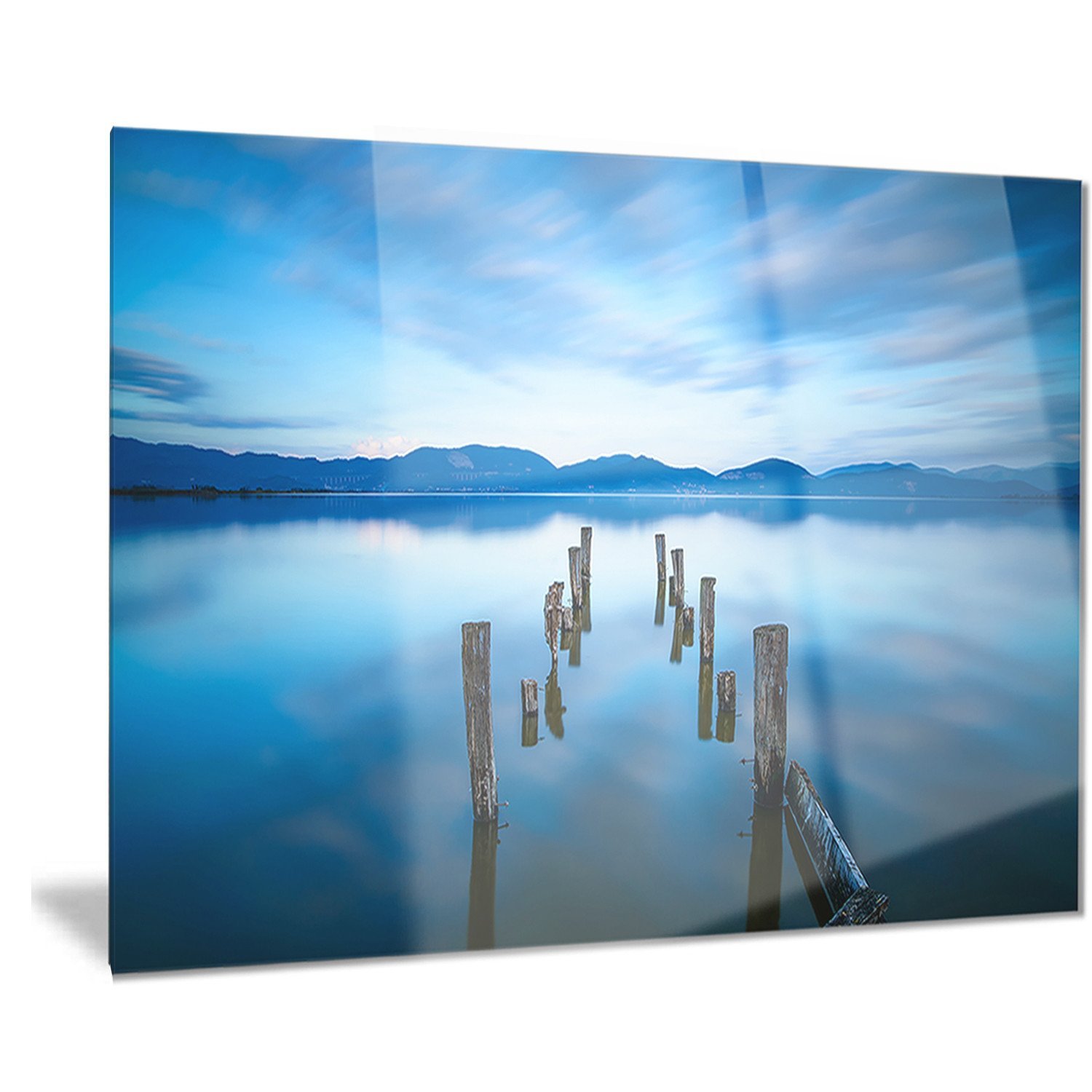 Designart Deep into The Sea Pier - Coastal Seascape Metal Wall Art Print 28x12 Inches - Modern Ocean Photography Decor for Living Room, Bedroom & Office