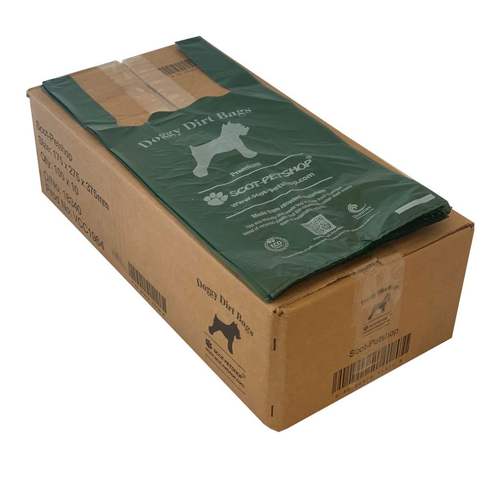 SCOT-PETSHOP Premium Large Thick Green Dog Waste Bags - 1000 Count Biodegradable Poop Bags for Dogs, Extra Strong & Leak Proof - Perfect for Park Walks, Backyard Cleanup & Travel Use