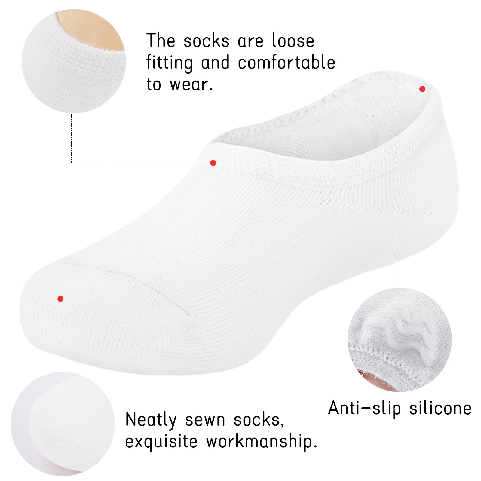 Witwot 10 Pairs No Show Socks for Kids - Breathable Non Slip Low Cut Ankle Socks for Girls & Boys - Perfect for School, Sports & Daily Wear