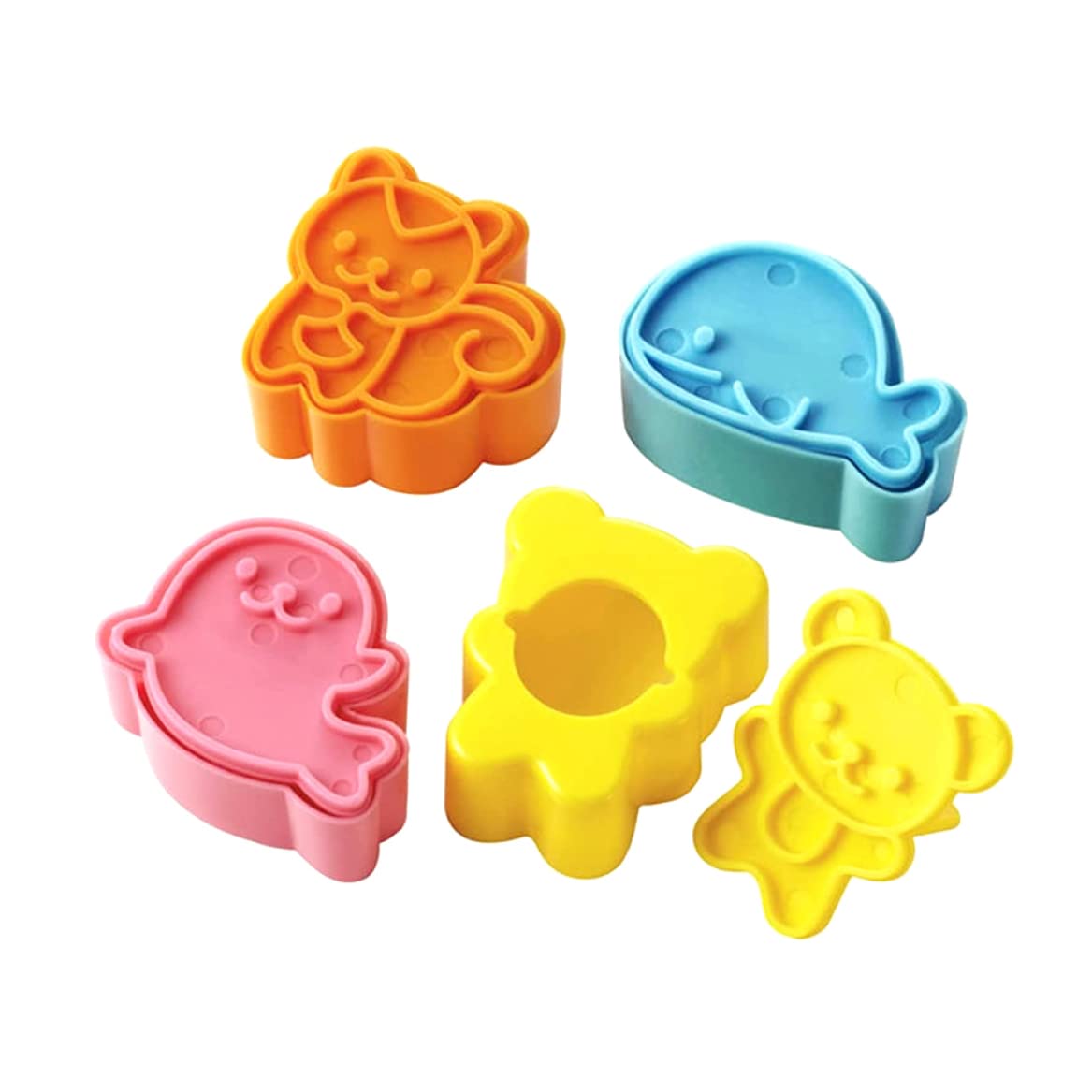 Eioflia 5-Piece Sandwich Cutters Set - Mini Cartoon Bear, Dolphin, Sea Dog Bread & Cookie Cutters for Kids - Fun Lunchbox Tools for School, Picnics & Parties