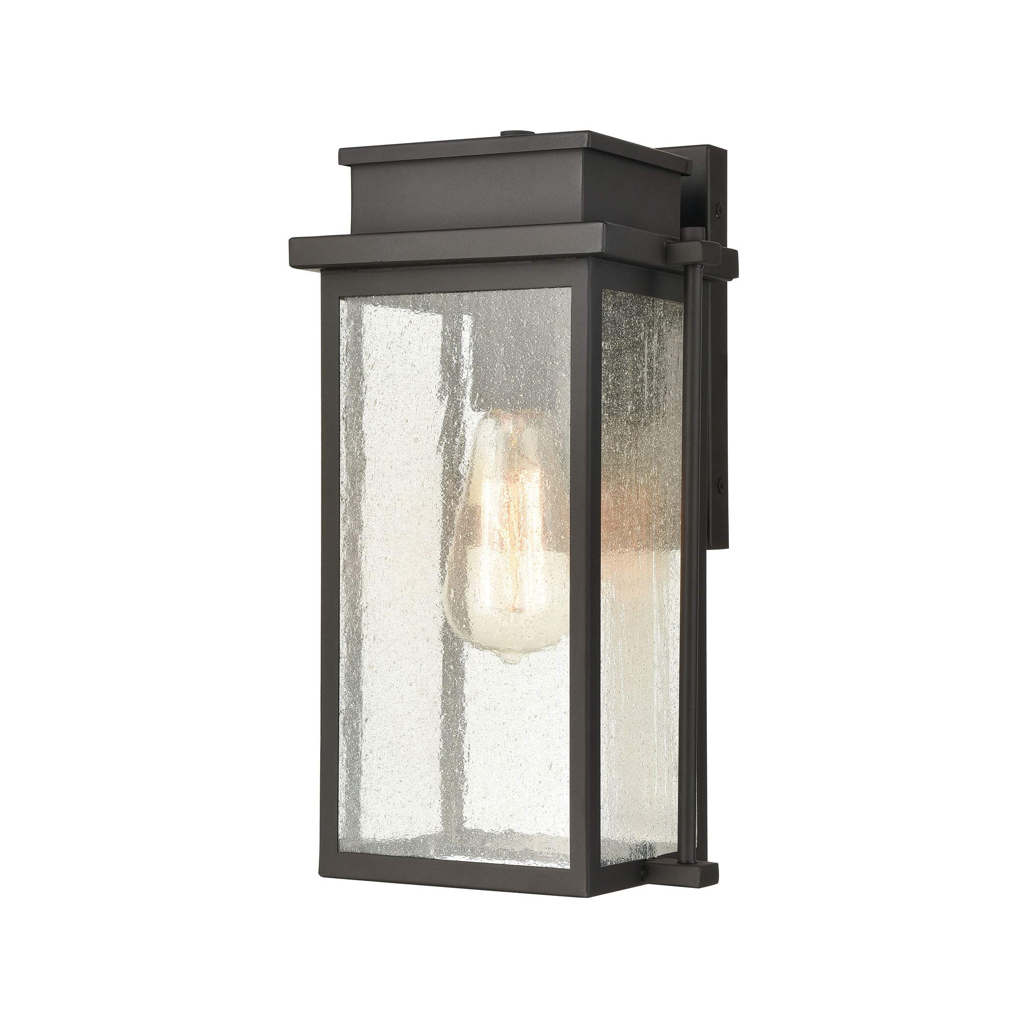 Braddock 1-Light Outdoor Wall Sconce in Architectural Bronze with Seedy Glass - Weatherproof Exterior Lighting for Porch, Patio & Entryway