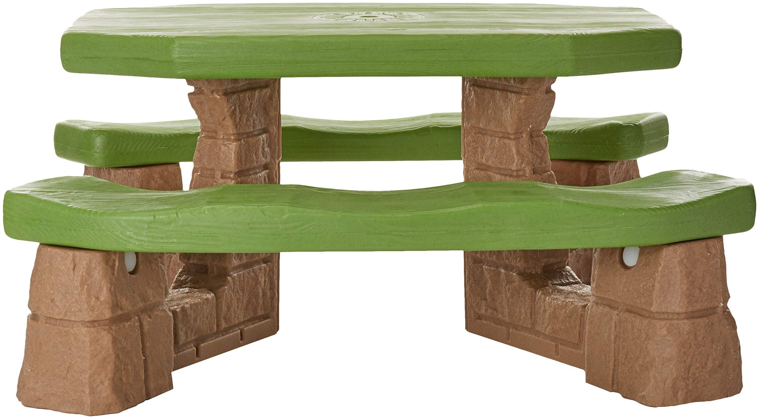 Step2 Naturally Playful Kids Picnic Table with Removable Umbrella - Durable Plastic Outdoor/Indoor Play Table for Toddlers Ages 3+ (Green Leaf Design, Seats 6 Children) - Perfect for Backyard Playdates, Birthday Parties & Daycare Centers