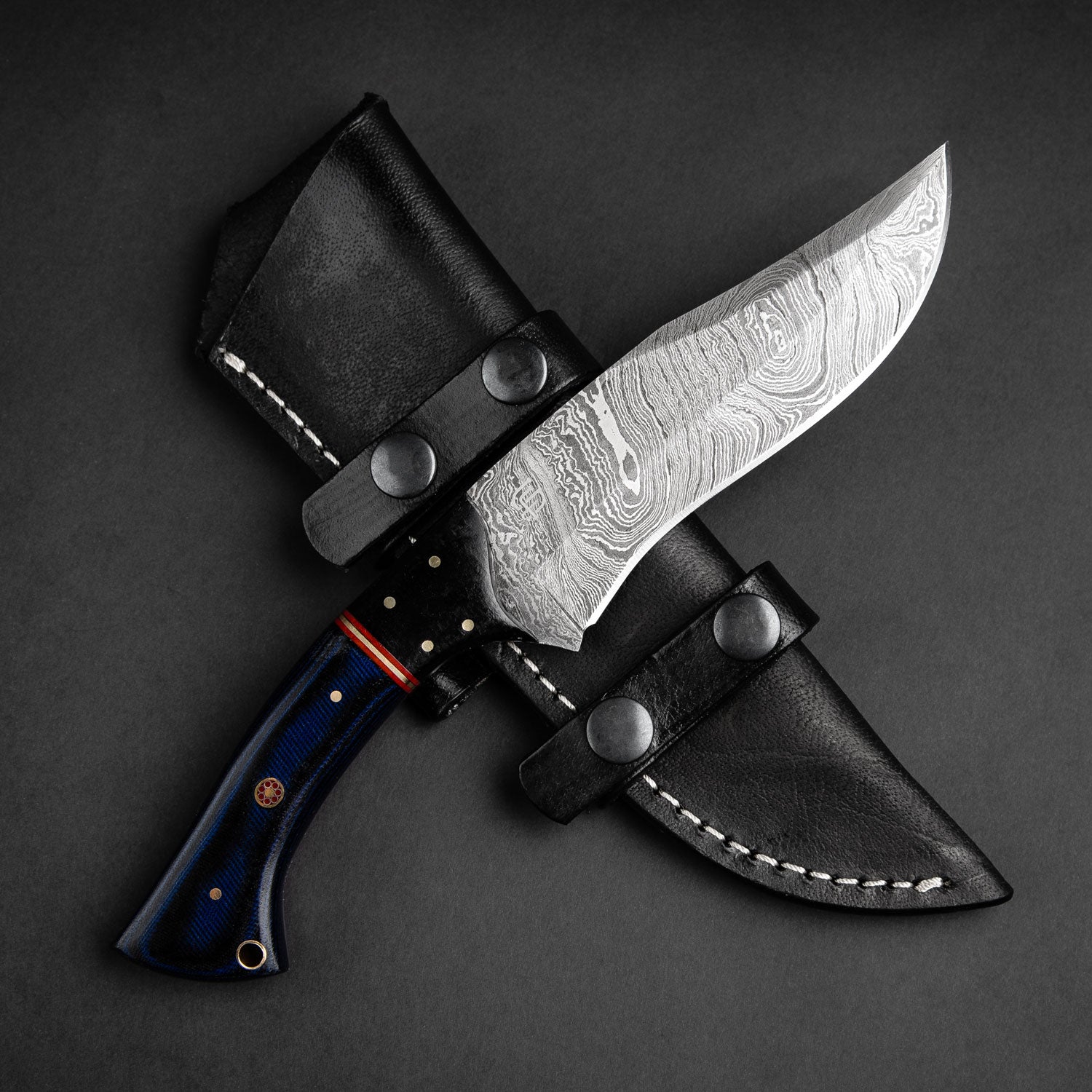 Premium Anubis Damascus Steel Hunting Knife - Handcrafted Full Tang Survival Knife with Leather Sheath - Perfect for Outdoor Camping, Hunting & Bushcraft Adventures