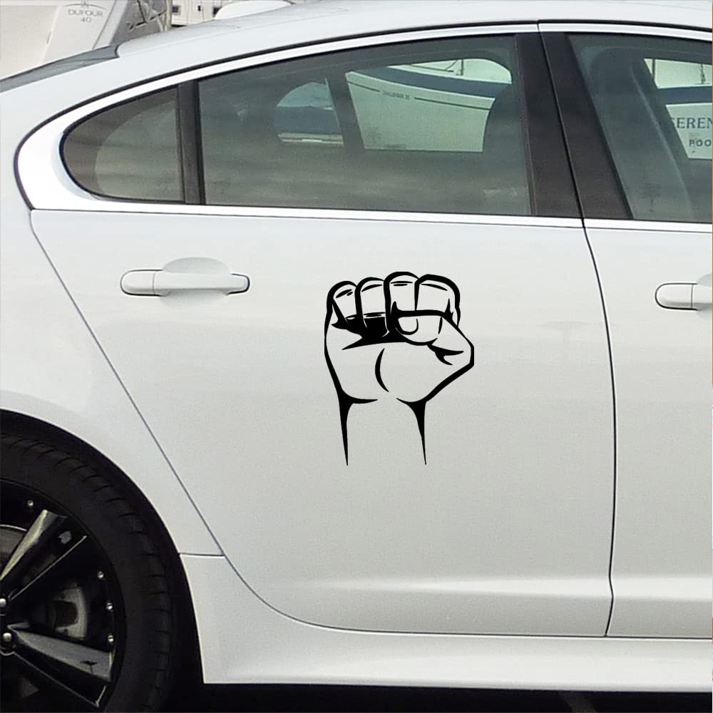 Premium Waterproof Vinyl Decal Stickers - Raised Fist Punch (Black, Set of 2) for Laptop, Phone, Helmet, Car Window, Bumper, Mug & Wall Decoration - Ideal for Activism, Protest Signs, Personal Expression & DIY Projects