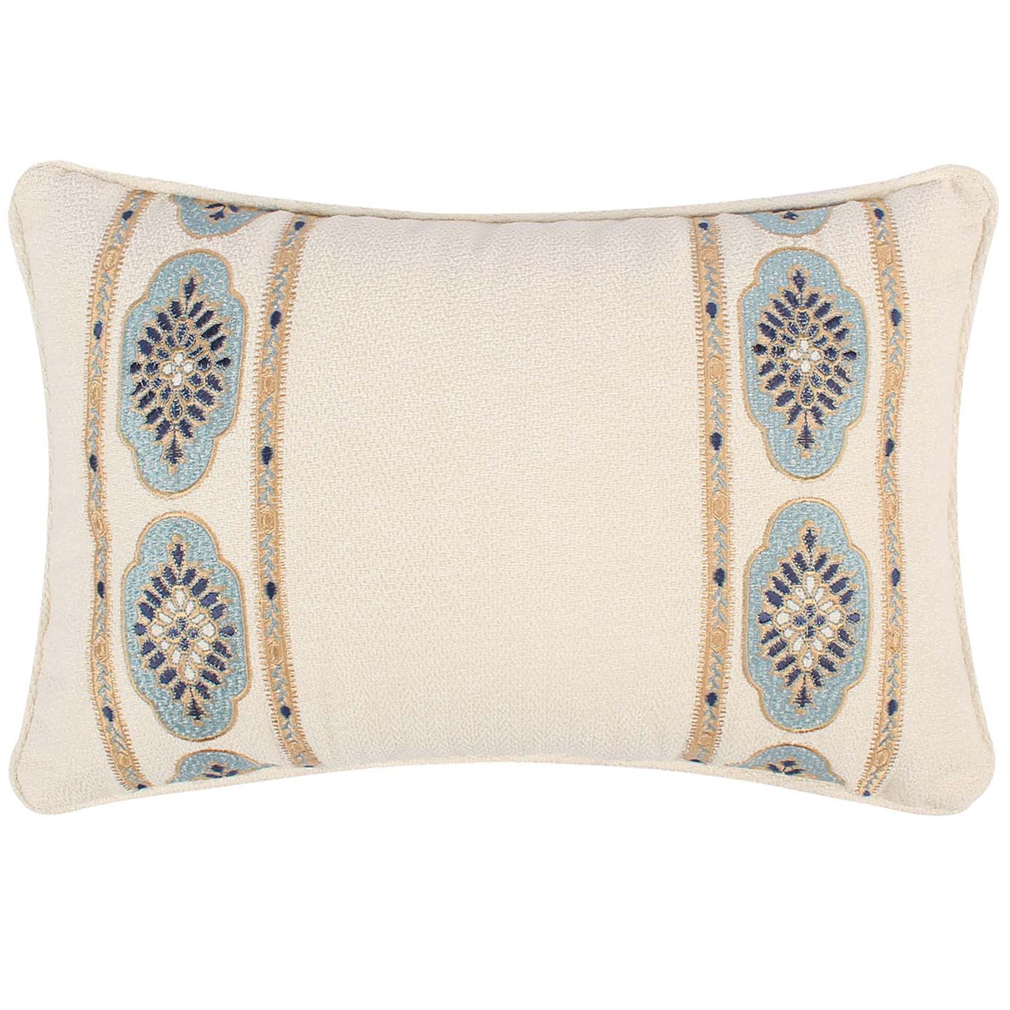 Kimpton Navy Blue Embroidered Throw Pillow Cover - Decorative Cushion for Sofa, Bed, Living Room & Home Decor