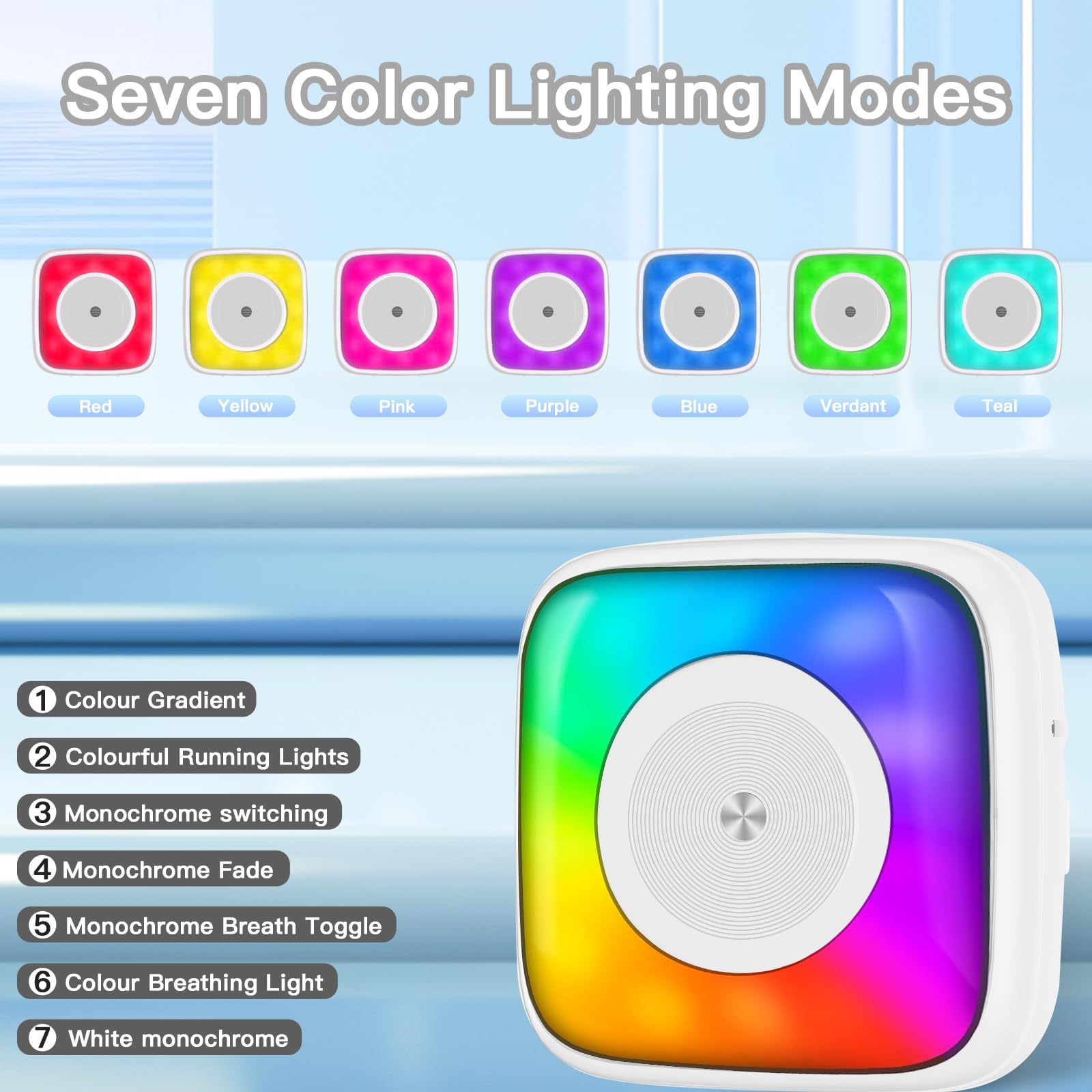 Mini Sticker Printer with 6 Rolls Label Paper - Portable Bluetooth Thermal Label Maker for DIY, Scrapbooking, Travel Notes & Memos - 7 Color LED Light Modes - iOS & Android Compatible | Perfect for Home Organization, School Projects & Gift Wrapping