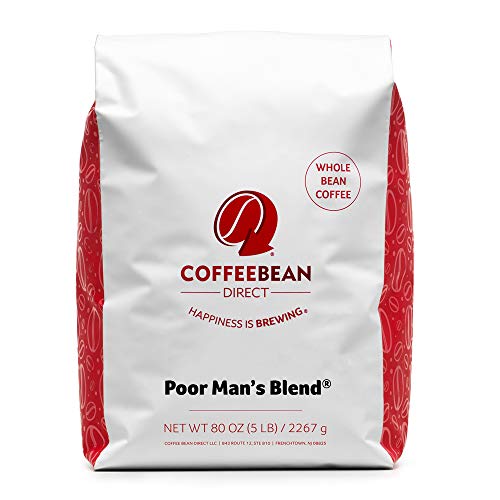 Premium Poor Man's Blend Medium Roast Whole Bean Coffee - 5 lb Bag for Home Brewing, Office Use & Gift Giving | Fresh Arabica Beans for Drip, French Press & Espresso