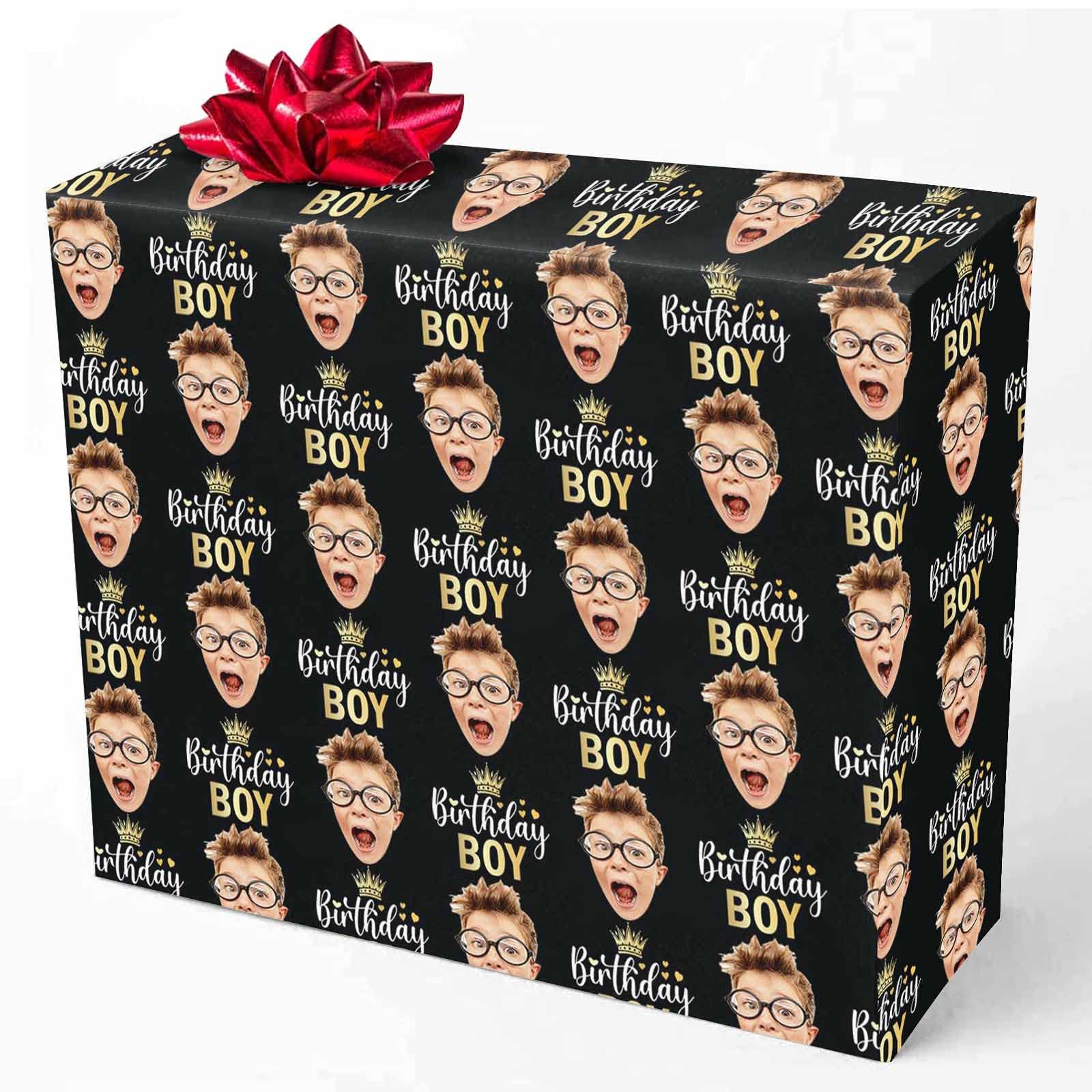 Custom Personalized Face Wrapping Paper Roll - Birthday Gift Wrap for Boyfriend, Kids, Men & Baby (58x23 Inches, 2 Rolls) - Perfect for Birthday Parties, Anniversary Gifts & Special Occasions