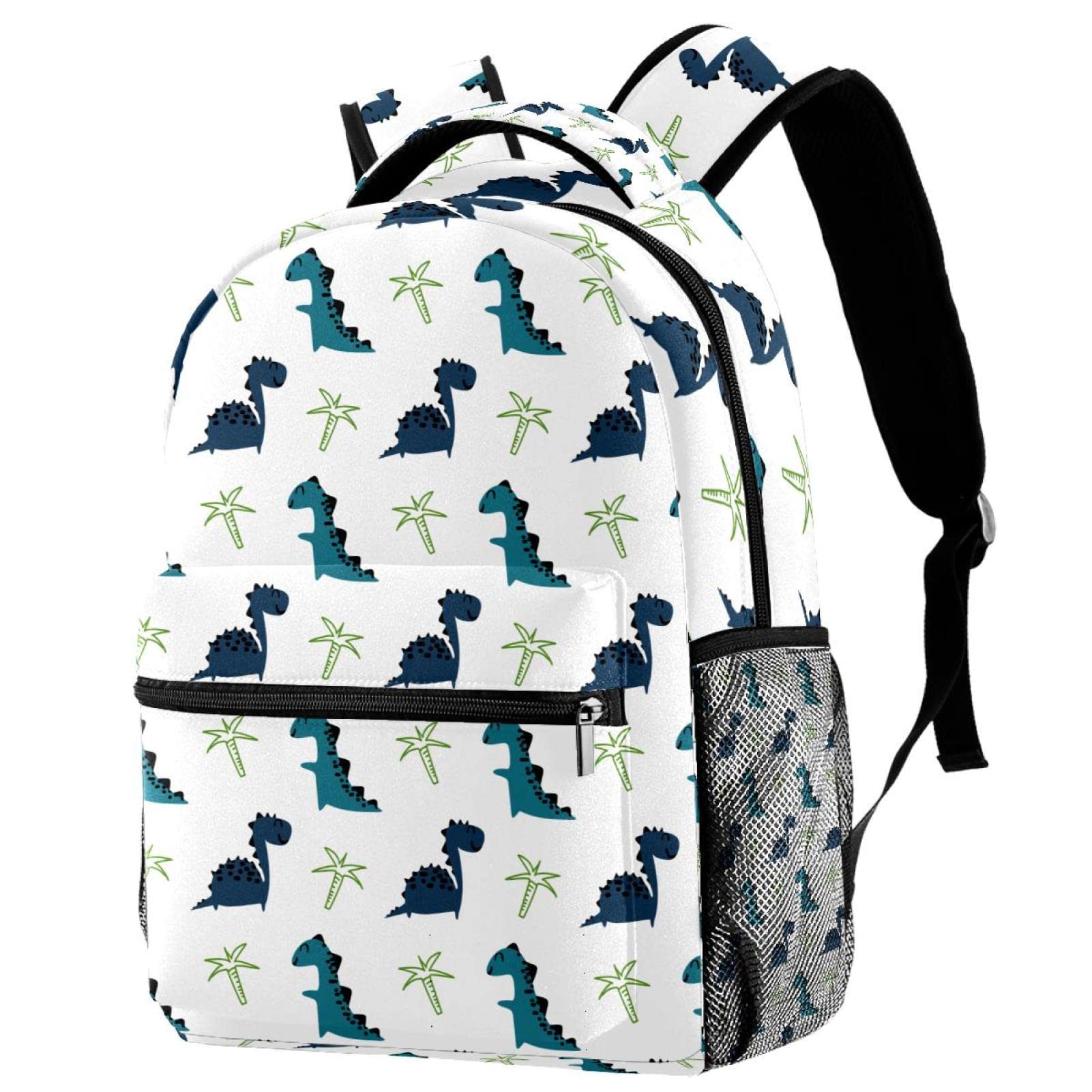 **Cute Blue Dinosaur & Coconut Tree Backpack for Kids - Lightweight School Bookbag for Boys & Girls - Perfect for Elementary School, Travel & Outdoor Adventures**