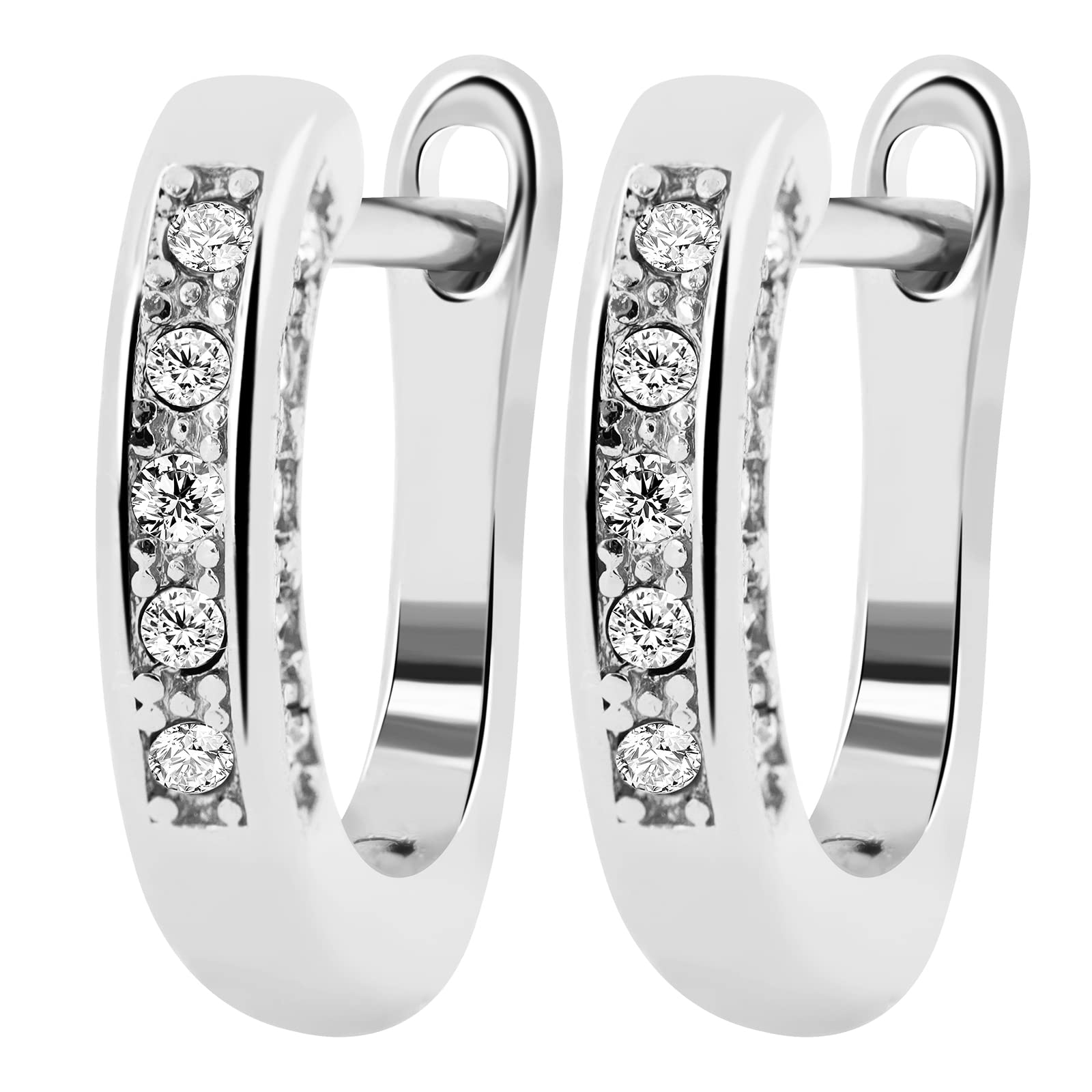 Luxury Diamond Hoop Earrings for Women - 14K Gold & Sterling Silver Round Shining Rhinestone Earrings | Elegant Gift for Girlfriend, Wife, Bridal Party & Special Occasions