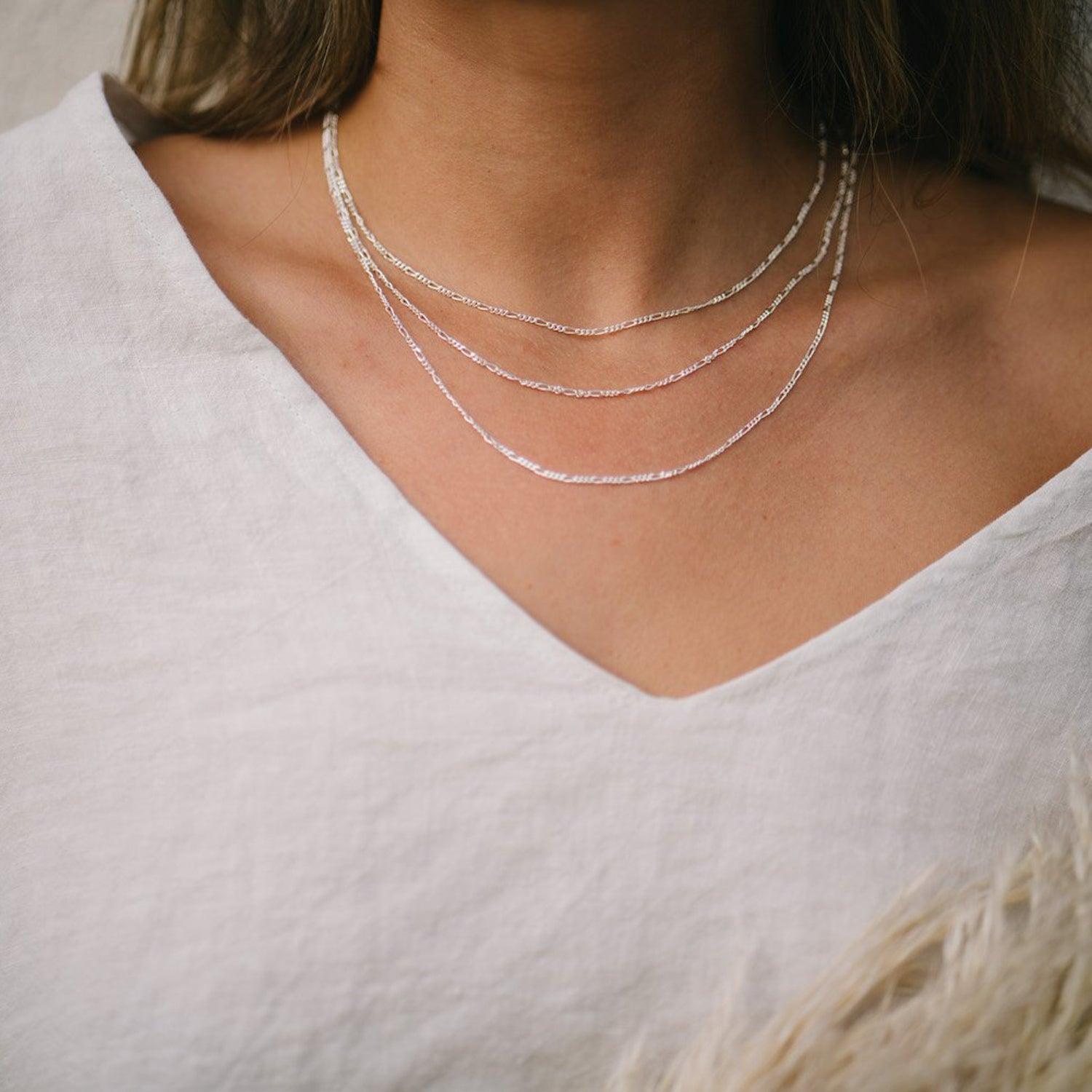 Figaro Chain Sterling Silver Necklace for Men & Women | Elegant Italian Jewelry for Everyday Wear & Special Occasions