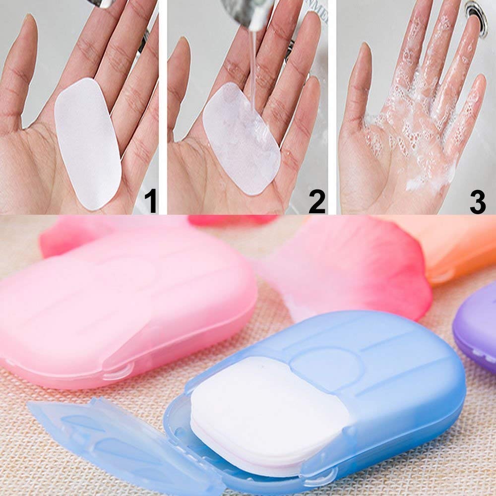Ytm Set of 5 Disposable Mini Soap Paper Travel Hand Washing Boxes - Portable Hygiene Solution for Camping, Hiking, and Outdoor Activities (Random Colors)
