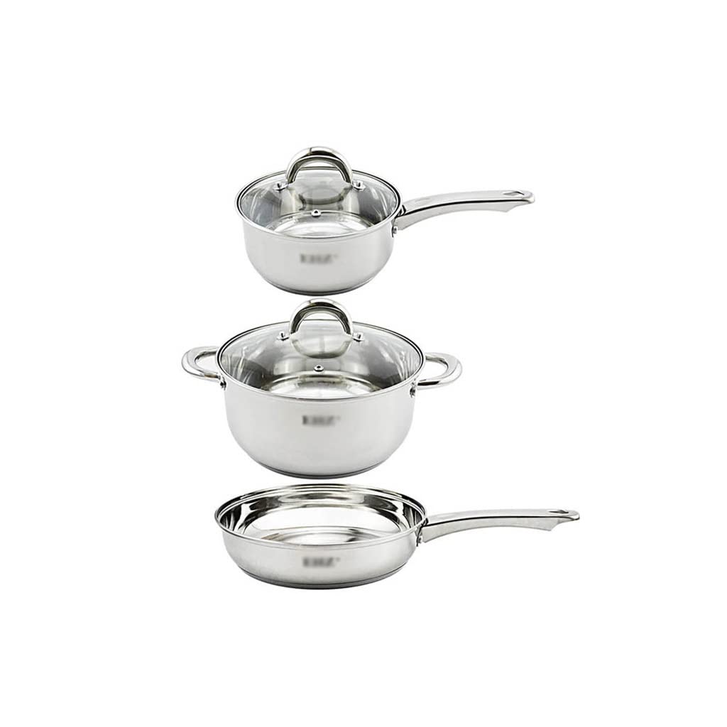 Premium 5-Piece Stainless Steel Cookware Set with Lids - Nonstick Frying Pan, Pots & Pans for Professional Cooking | Perfect for Home Kitchens, Restaurants & Camping Use