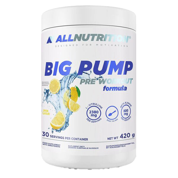 Allnutrition Big Pump Lemon 420g - Pre Workout Powder for Energy & Muscle Pump - Ideal for Gym, Bodybuilding & Fitness Training