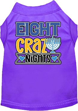 Eight Crazy Nights Screen Print Dog Shirt - Funny Christmas Pet Apparel in Multiple Colors - Perfect for Holiday Parties & Festive Pet Photos
