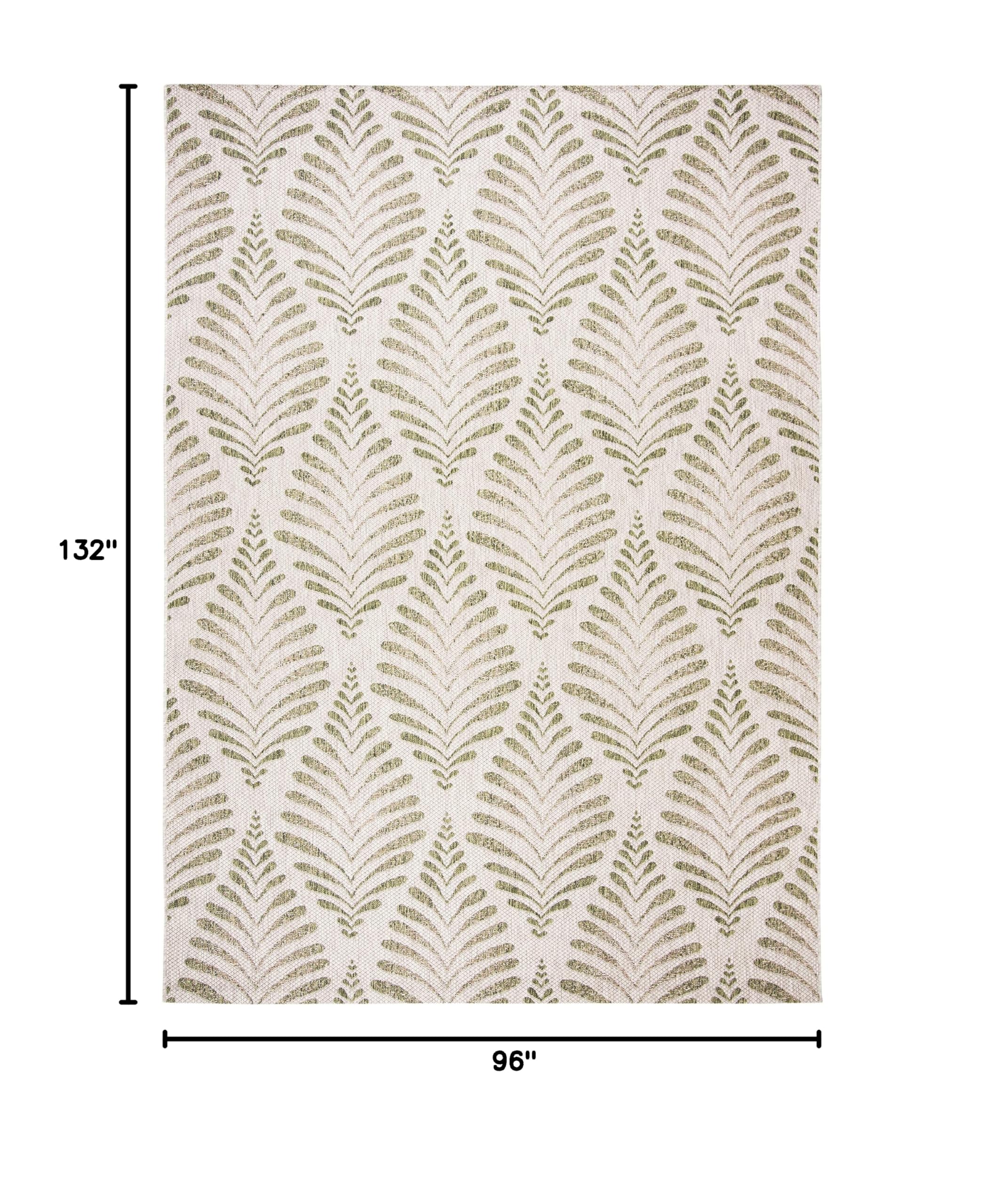 SAFAVIEH Courtyard Collection 8' x 11' Beige & Green Indoor Outdoor Rug - Waterproof, Easy to Clean, Non-Slip Backing - Perfect for Patio, Backyard, Mudroom, Deck & High-Traffic Areas