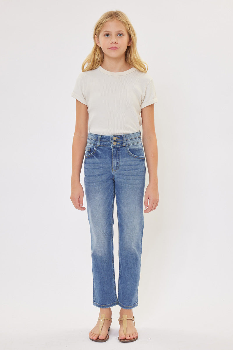 Dream High Rise Mini Straight Leg Jeans for Kids - Stylish & Comfortable Denim Pants for School, Play & Everyday Wear