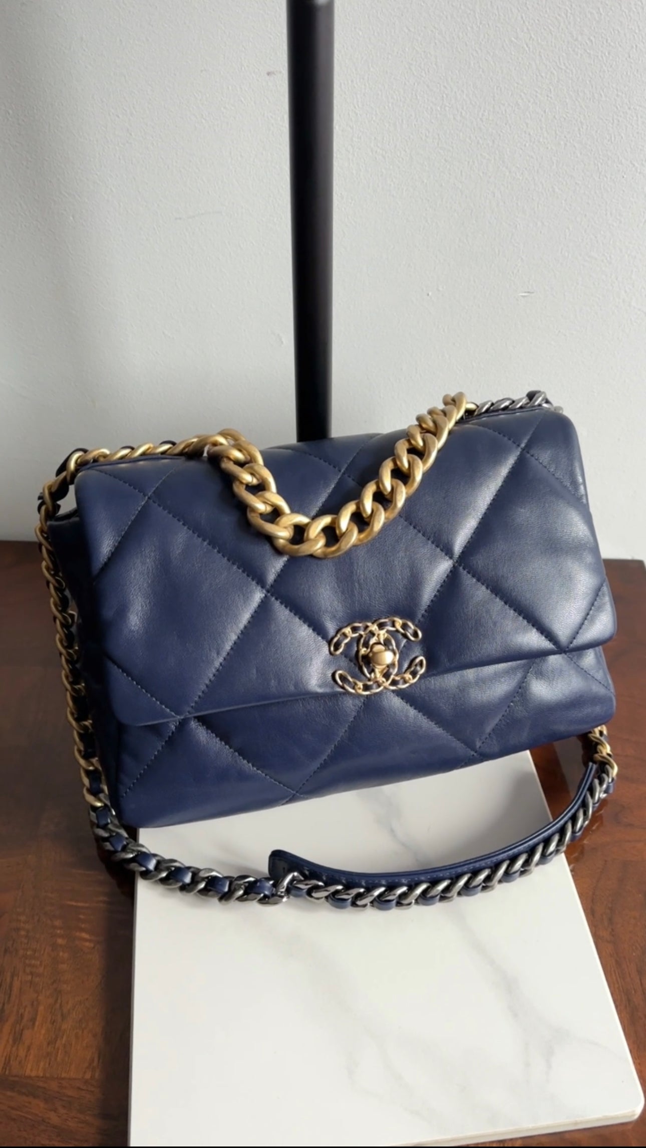 Chanel 19 Large Dark Purple Quilted Leather Flap Bag - Luxury Designer Handbag for Women, Perfect for Evening Events & Special Occasions