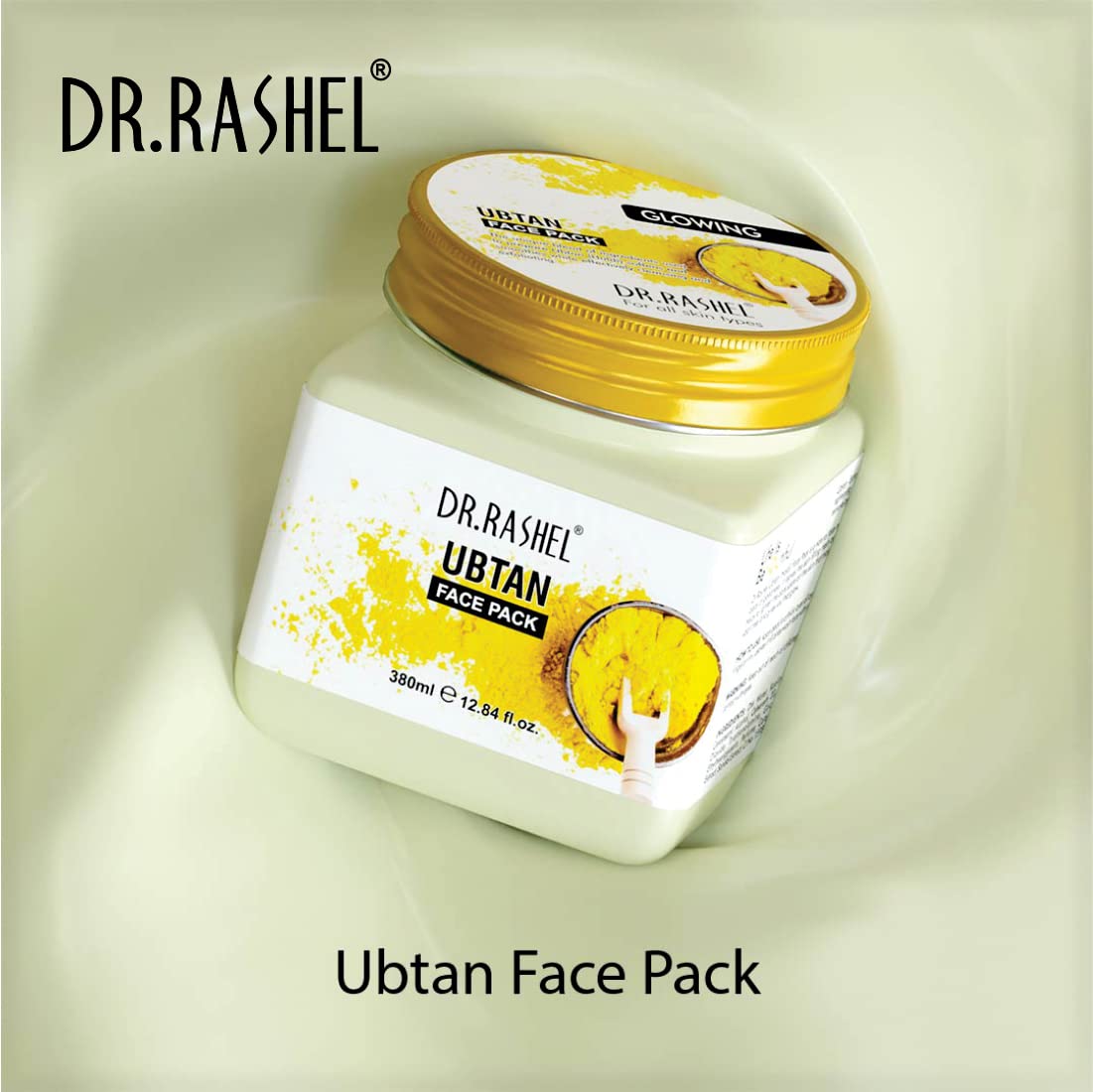 DR.RASHEL Ubtan Face Pack with Turmeric - Brightening & Oil Control for Glowing Skin, Treats Acne, Pimples, Blemishes & Pigmentation - Deep Cleansing Facial & Body Scrub (380ml) - Perfect for Daily Skincare Routine & Spa Treatments