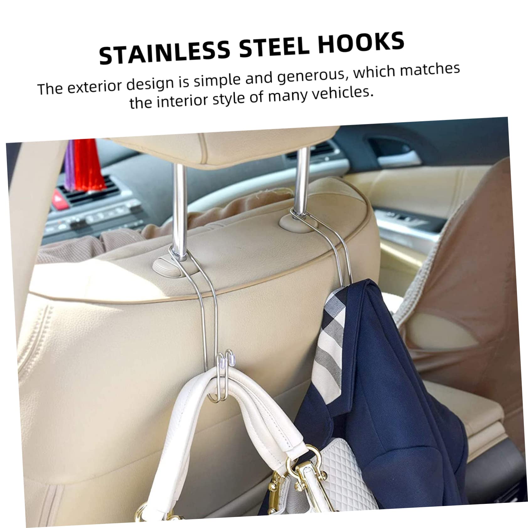 10-Pack Heavy Duty Stainless Steel Hooks - Multi-Purpose Metal Hanging Hooks for Car Seat Storage, Flower Pots, Home Organization & Indoor/Outdoor Use - Durable Hidden Hooks for Vehicle Storage Box & Household Items