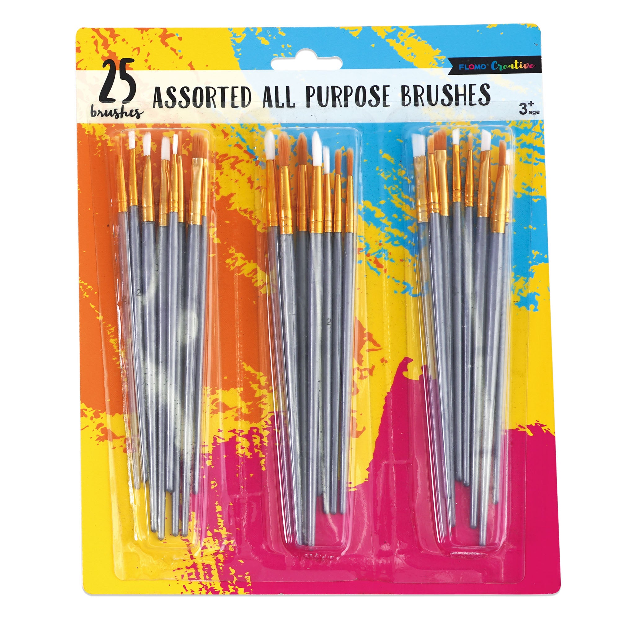25-Pack All Purpose Paint Brushes for Artists, DIY Crafts & Home Improvement - Multi-Surface Use for Acrylic, Oil, Watercolor & More