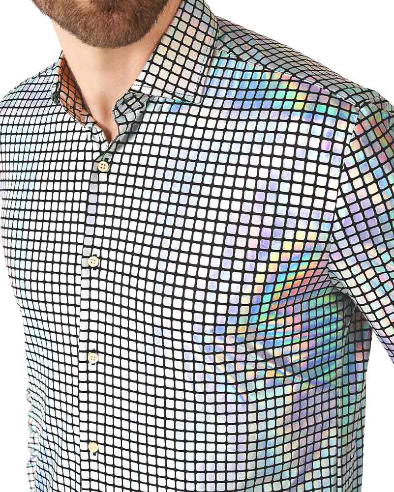 Vintage 70s Disco Baller Print Men's Shirt - Retro Party Outfit for Dance Nights & Themed Events