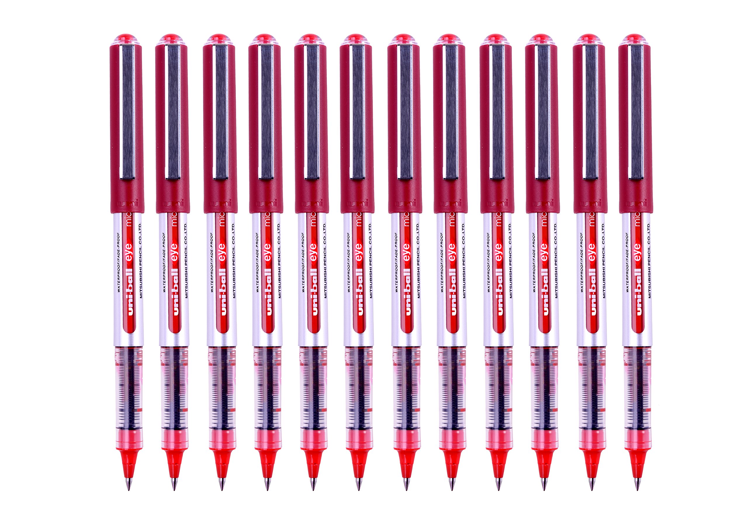 Uni-ball UB-150 Eye Micro Rollerball Pens - 12 Pack with Red Super Ink, 0.5mm Fine Tip for Smooth Writing - Perfect for Office, School, Note Taking & Gift Giving