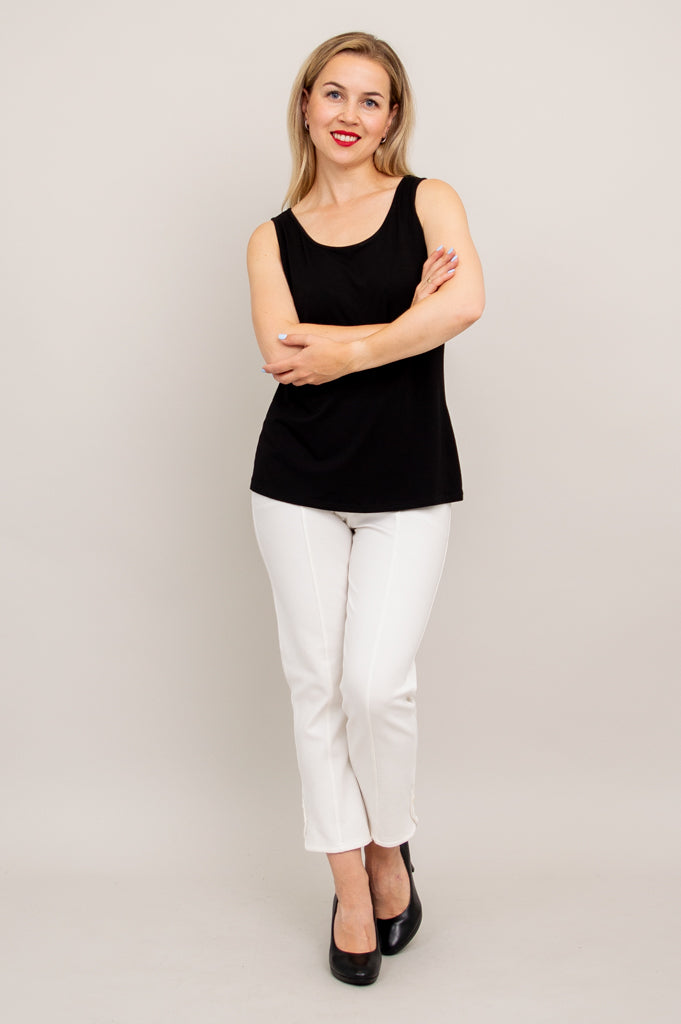 Avalon Black Bamboo Tank Top - Women's Casual Sleeveless Shirt for Summer, Yoga, and Outdoor Activities