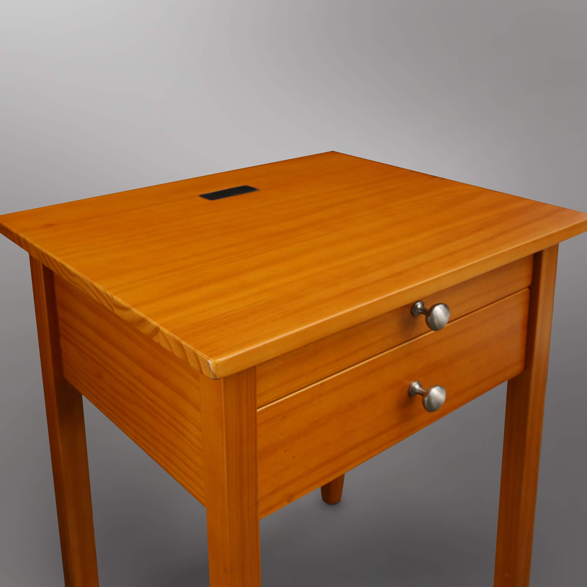 Casual Home Lucia Nightstand with USB Port in Honey Oak Finish - Perfect for Bedrooms, Guest Rooms & Small Spaces