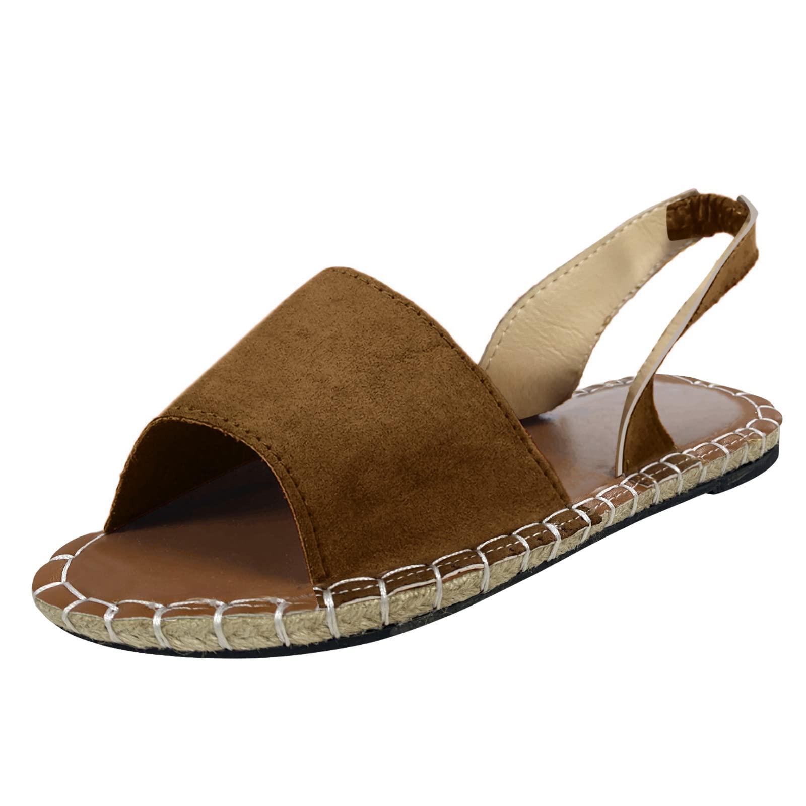 Women's Retro Solid Color Suede Flat Fish Mouth Sandals - Comfortable Casual Beach Shoes for Summer 2024 | Perfect for Vacation, Walking, and Outdoor Activities