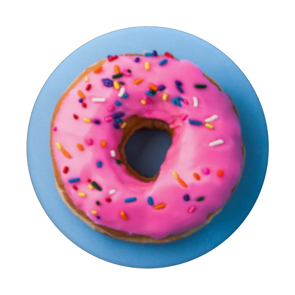 Pink Donut with Colorful Sprinkles on Blue Background - Perfect for Birthday Parties, Social Media Posts & Food Photography