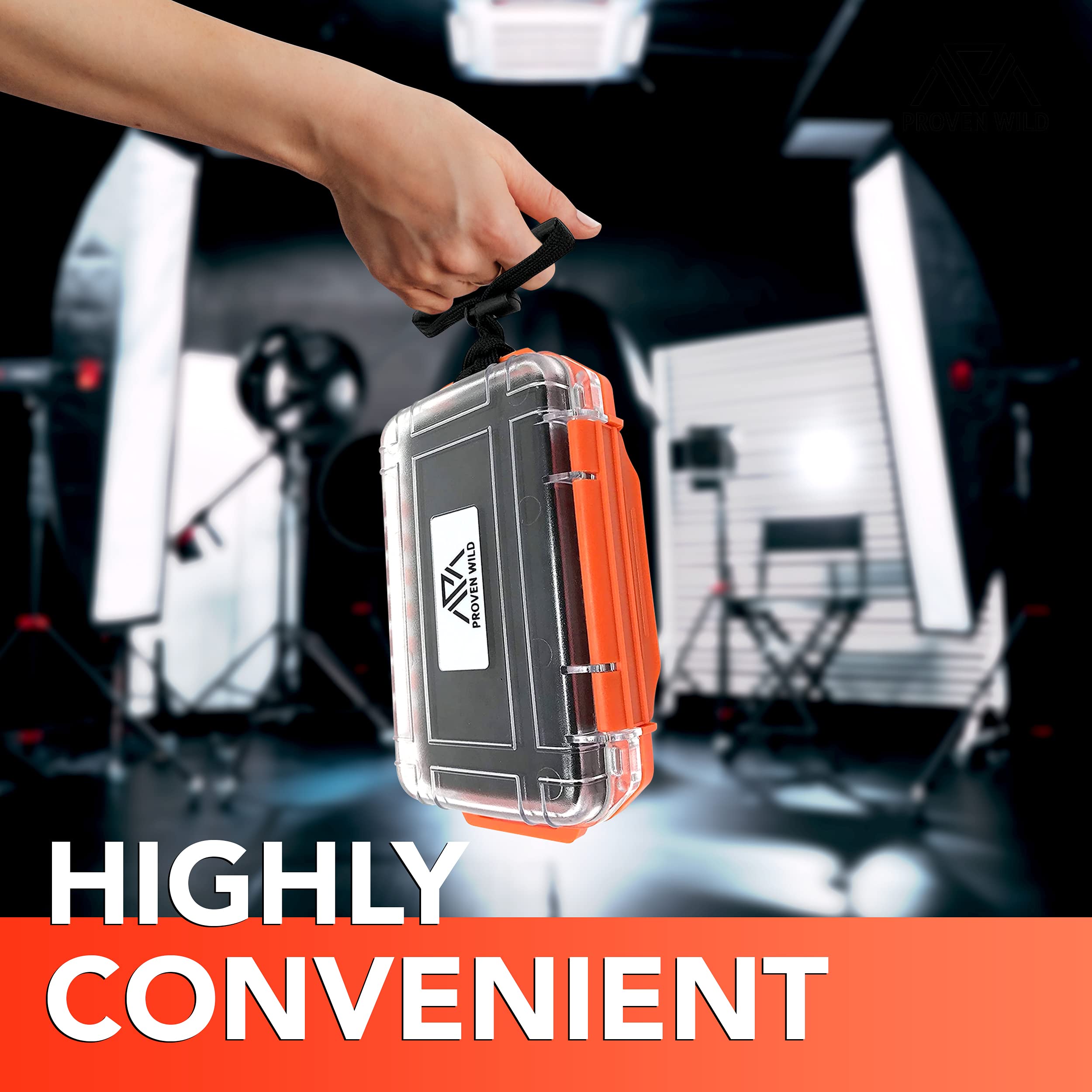 Proven Wild Waterproof SD Card Holder Case - Durable Memory Card Organizer for 35 SD Cards, Compatible with DSLR & Trail Cameras (Orange) - Perfect for Travel, Photography & Outdoor Adventures