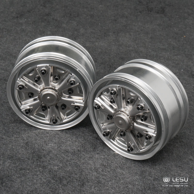 LESU Trailer Metal Unpowered/Powered Front Wheel Hub with A B Rubber Tires for 1/14 RC DIY Tamiya Model Tractor Truck Car Parts - Perfect for RC Vehicle Upgrades & DIY Projects