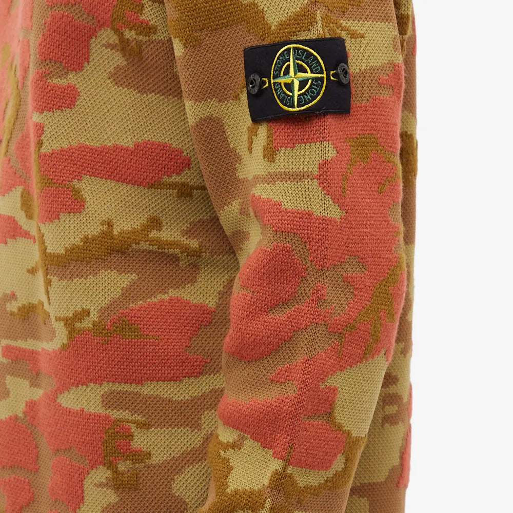 Stone Island Jacquard Camouflage Knit Sweater - Men's Luxury Camo Pattern Pullover for Casual Wear & Outdoor Activities