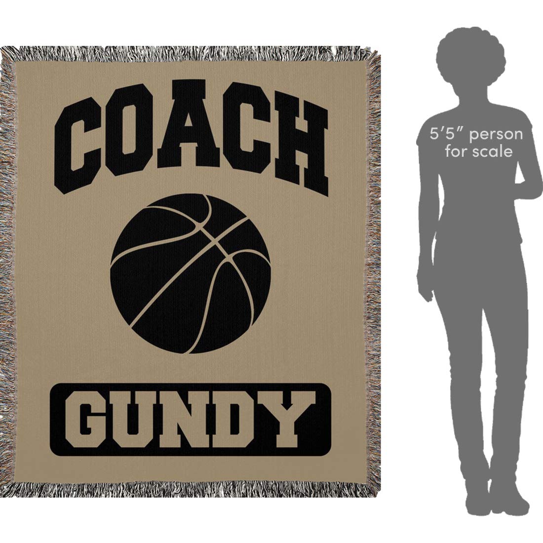 Custom Coach Gifts for Women & Men - Personalized Sports Blanket for Baseball, Soccer, Basketball, Softball, Lacrosse, Football, Volleyball, Track & Field, Tennis, Gymnastics, Swimming & Golf - Thank You Coach Appreciation Gift (Brown, Woven 50x60 inches) - Perfect for Team Celebrations, Senior Night Gifts & Sports Banquets