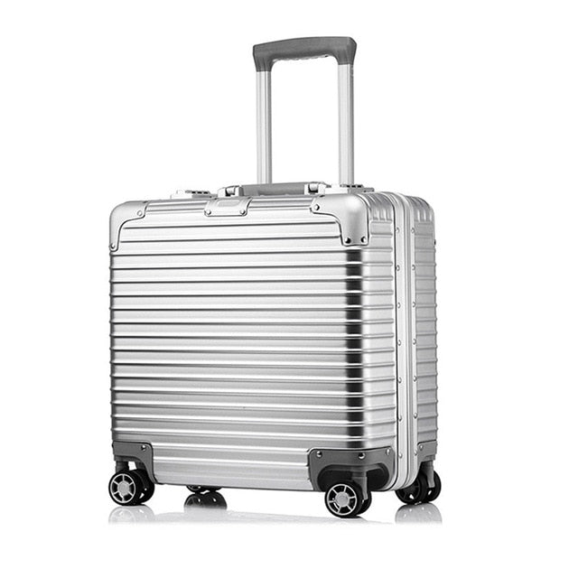 18 Inch Aluminum Rolling Luggage - Airline Approved Carry-On Suitcase for Business Travel & Computer Laptop Trolley Case | Perfect for Business Trips, Weekend Getaways & Office Commutes