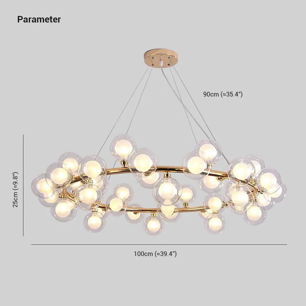 Luxury Gold Glass Ball Chandelier Ring - Elegant Ceiling Light Fixture for Dining Room, Bedroom, and Living Room Decor