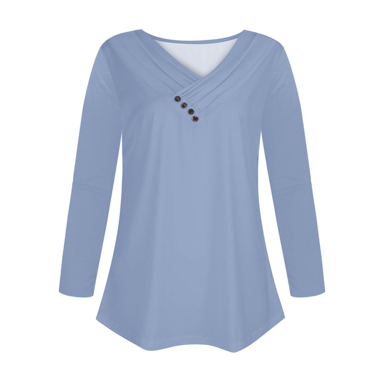 Women's Long Sleeve V-Neck Button Down Shirts - Fall Casual Solid Color Tops 2024 | Perfect for Office Wear, Autumn Layering & Everyday Comfort