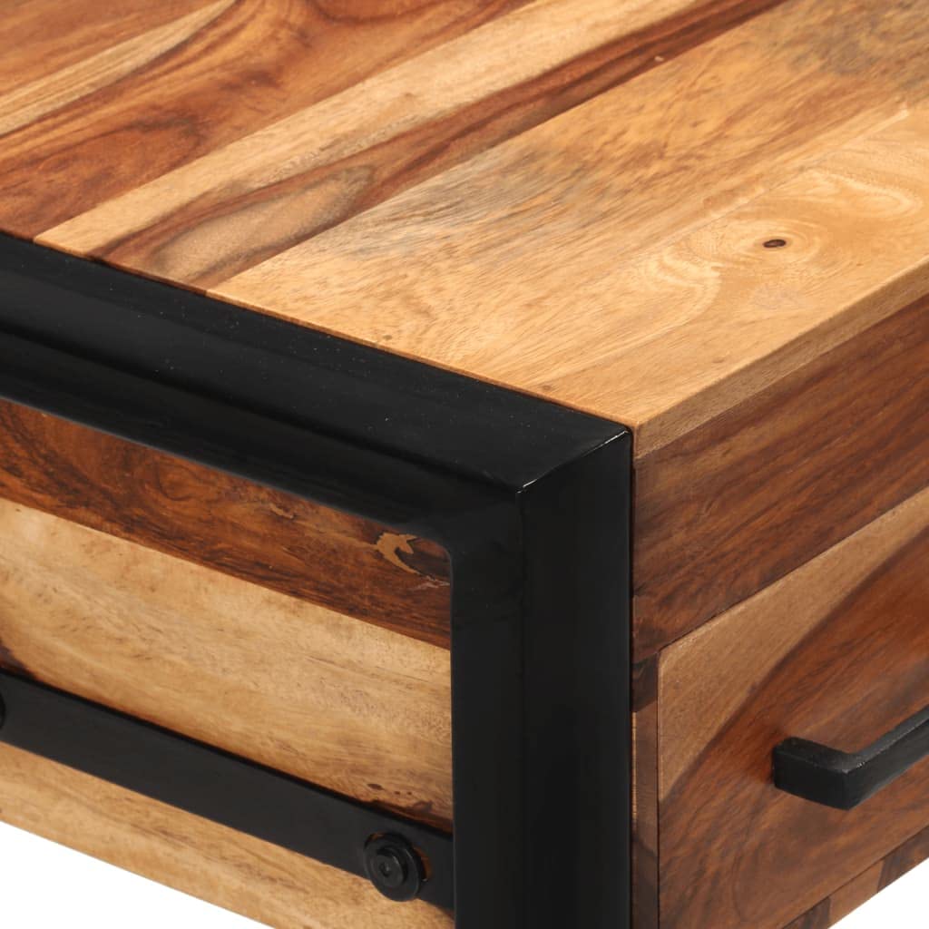 Solid Sheesham Wood Computer Desk with 2 Drawers, 43.3